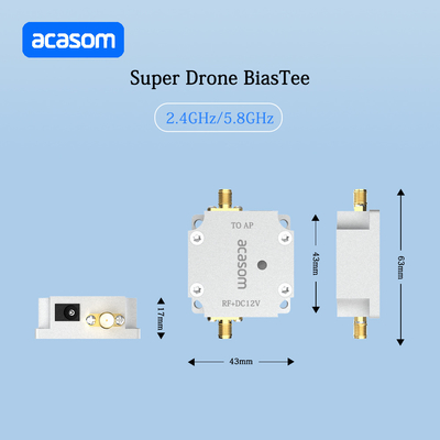 12V Super Drone Bias Tee Низкая потеря вставки ≤0,4 дБ для входной мощности ≤40 дБм и 2,4-2,5 ГГц